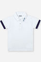 Camisa Polo Infantil Punhos Contrastantes Branco