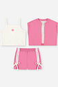 Trio Infantil Menina Regata e Short e Colete Poodle com Strass