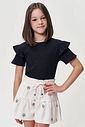 Conjunto Infantil Jardim de Luz com Blusa Strass e Short Floral