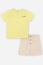 Conjunto Infantil Divertto Esporte Fino Casual com Camiseta em Malha Space e Bermuda em Linho Sarjad AM LEMOM/OFF WHITE