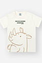 Conjunto Infantil Casual Divertido com Camiseta de Rinoceronte e Bermuda em Malha Gorgurinho NATURAL/MR BELGA