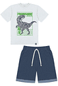 CONJ CAMISETA E BERMUDA BRANCO/AZ JEANS ESCU