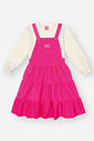 Conjunto Infantil Menina Blusa E Salopete Veludo Rosa Neon Mundo Cinti