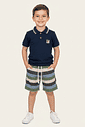 Conjunto Camisa Polo E Bermuda Listrada Azul Marinho Abrange