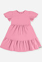 Vestido Infantil Menina em Moletinho Waffle com Babados Barbie