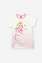 Conjunto Infantil Menina Princesa Cheerleader com Legging Metalizada NATURAL/RS IOGURTE
