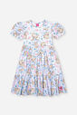 Vestido Infantil em New Stretch com Estampa de Ursinhas – Vestido Menina Verão Azul Porcelana AZUL PORCELANA