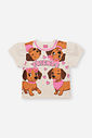 Conjunto Infantil com Blusa Boxy e Shorts com Bolsa – Look Menina Verão com Cachorrinhos OFF WHITE