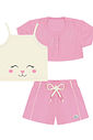 CONJ BLUSA,SHORTS,SOBREPOSICAO NATU/RS BARBIE/RS BA