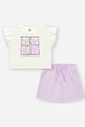 Conjunto Bebê Menina Blusa Boxy e Short-Saia Arco-íris com Strass – Look Delicado Cinti Baby NATURAL/LL BRUMA