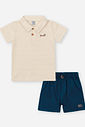 Conjunto Bebê Menino Camisa Polo Texturizada e Bermuda Duna
