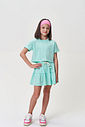 Conjunto Infantil Menina Cropped e Saia-Short com Strass Brisa