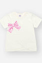 Conjunto Infantil de Blusa Laço em Meia Malha com Ciclista Metalizada NATURAL/ROSA