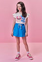 Conjunto Infantil Menina Blusa Boxy Shih Tzu e Short-Saia com Strass