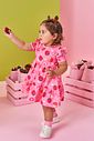 Vestido Infantil Bebê Morangos Rosa em Malha New Stretch