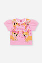 Conjunto Infantil com Blusa Boxy e Shorts com Bolsa – Look Menina Verão com Cachorrinhos ROSA IOGURTE