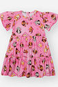 Vestido Bebê Menina Cachorrinhas Coloridas – Vestido Infantil em New Stretch com Pompons ROSA CONFETE