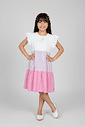 Vestido Infantil Color Block 3 Corações Branco Abrange