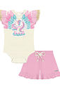 CONJ BODY E SHORTS NATURAL/ROSA IOGURTE