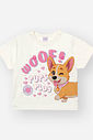 Conjunto Bebê Menina Cachorrinha com Orelhas Interativas – Blusa Boxy e Shorts em Algodão NATURAL/RS CONFETE