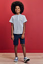 Conjunto Menino Camisa Alfaiataria Listrada e Bermuda Marinho
