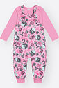 Conjunto com Jardineira Bebê Menina Cheerful Mundo Cinti ROSA BARBIE