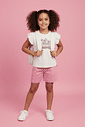 Conjunto Infantil Menina Fashion Cats Rosa Abrange