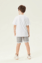 Conjunto Camiseta E Bermuda Listrada Branco E Azul Marinho Abrange