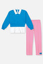 Conjunto Infantil Menina Blusão + Legging Azul/Rosa CTV