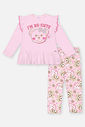 Conjunto Bebê Menina Blusa Bata Cute E Legging Rosa Mundo Cinti