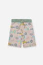 Bermuda Infantil Elementos Praianos em Nylon com Elastano Latte