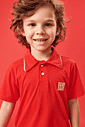 Conjunto Camisa Polo E Bermuda Vermelho E Cinza Abrange