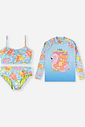 Conjunto Infantil Menina Biquíni e Blusa UV com Ursinho