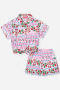 Conjunto Infantil com Blusa Boxy e Shorts em Tricoline Sublimado – Look Menina Verão com Etiqueta co ROSA IOGURTE