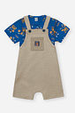 Conjunto Bebê Menino Camiseta Urso do Basquete e Jardineira Latte