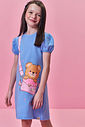 Vestido Infantil Menina Ursinha na Bolsa com Strass