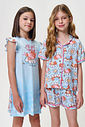 Camisola Infantil Menina Azul com Ursinha em Malha Suede