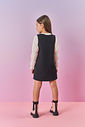 CONJ BLUSA ML E SALOPETE NATURAL/PRETO