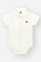 Body Camisa Infantil Divertto Clássico em Piquet com Elastano NATURAL