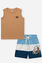 Conjunto Infantil Divertto Casual com Regata em Meia Malha e Bermuda em Nylon MR BELGA/AZ MARINHO
