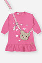 Vestido Bebê Menina Com Bolsa Ursinho Rosa Mundo Cinti