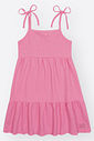 Vestido Infantil Rosa com Babado e Alças Ajustáveis – Vestido Verão Mundo Cinti