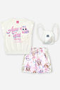 Conjunto Infantil Awesome Squad com Shorts e Bolsa Holográfica – Conjunto Menina Cinti NATURAL/RS IOGURTE/HOLOGRAFICO