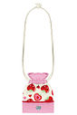 Conjunto Infantil Menina Blusa Gatinha; Short-Saia E Bolsa Strawberry Off White E Rosa Cinti