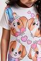 Conjunto Infantil com Blusa Cachorrinhos e Legging em Suplex – Look Menina Verão com Strass NATURAL/RS IOGURTE