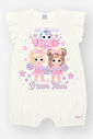 Macacão Infantil Cinti em Cotton com Princesas e Strass NATURAL
