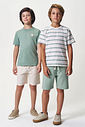 Conjunto Menino Camiseta Flamê e Bermuda Olive