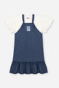 Conjunto Infantil com Blusa e Salopete em Molecotton Denim com Glitter – Look Menina Verão NATURAL/AZ JEANS ESCURO