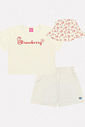 Conjunto Infantil Menina Tutti-Frutti Blusa; Short E Bucket Natural Mundo Cinti