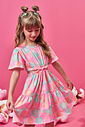 Vestido Infantil Neon Love em New Stretch Estampado – Vestido Menina Verão Rosa Barbie ROSA BARBIE